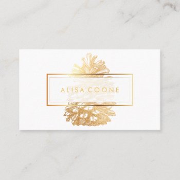 Pixdezines  Faux Gold Pinecones/diy Background Business Card by Create_Business_Card at Zazzle