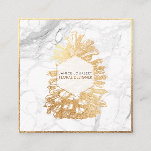 PixDezines FAUX GOLD PINECONESMARBLE Square Business Card