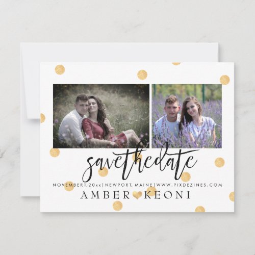 PixDezines Faux Gold Polka Dots Save the Date