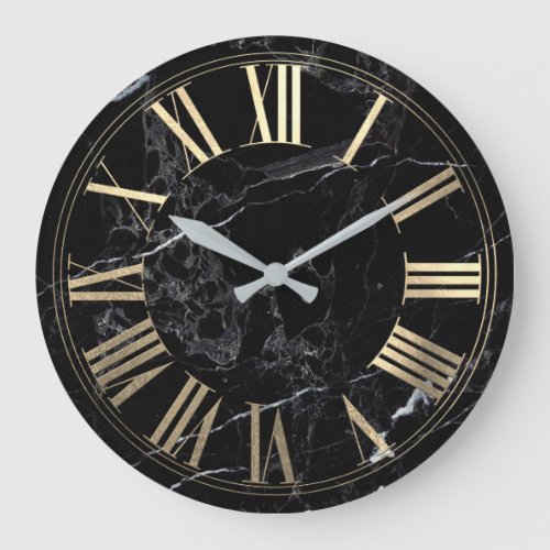 PixDezines FAUX GOLD ROMAN NUMEROS Large Clock