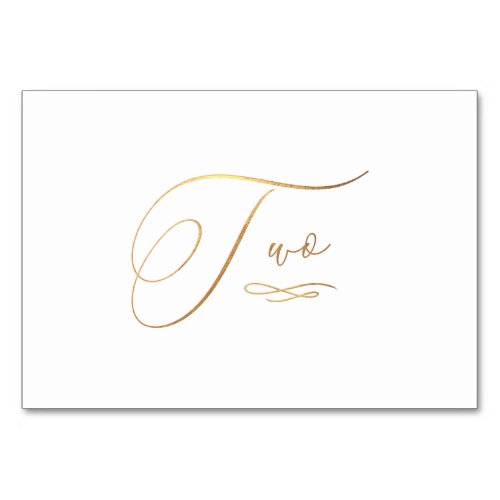 PixDezines Faux Gold Romantic Calligraphy Two 2 Table Number