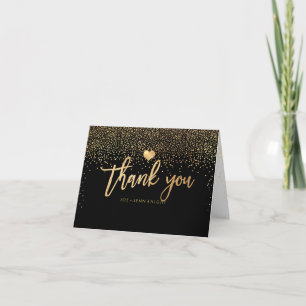PixDezines Faux Gold Speckles/Thank You Letterpress Thank You Card