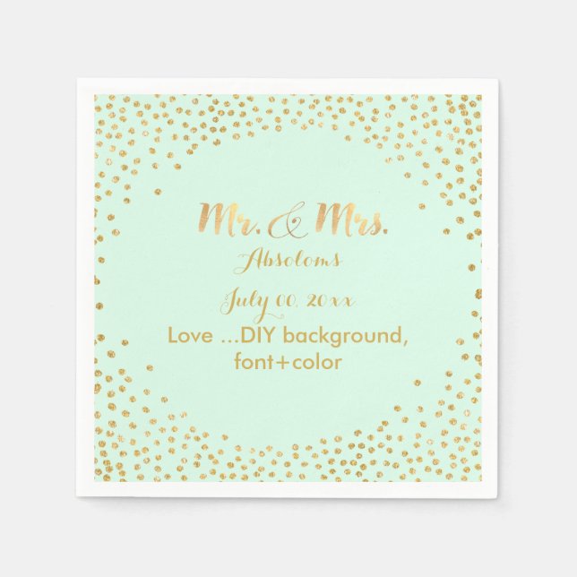 PixDezines faux gold specks/DIY color/mint Napkins (Front)