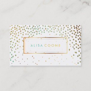 PixDezines faux gold+teal sprinkles Business Card