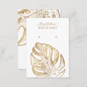 Pixdezines Faux Gold Tropical Leaves Earrings Business Card by Create_Business_Card at Zazzle