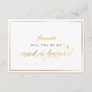 PixDezines Faux Gold Will You Be Maid of Honour Invitation