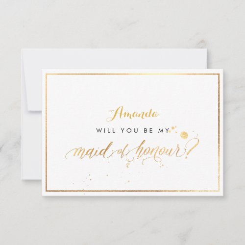 PixDezines Faux Gold Will You Be Maid of Honour Invitation