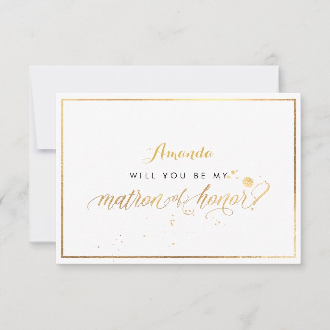 PixDezines Faux Gold Will You Be Matron of Honor Invitation (Front)