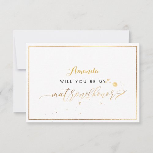 PixDezines Faux Gold Will You Be Matron of Honor Invitation