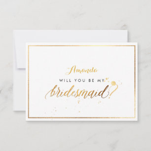 PixDezines Faux Gold Will You Be My Bridesmaid Invitation