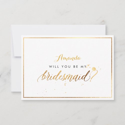 PixDezines Faux Gold Will You Be My Bridesmaid Invitation