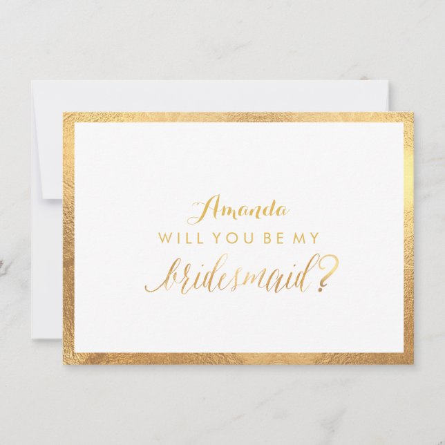 PixDezines Faux Gold Will You Be My Bridesmaid Invitation (Front)