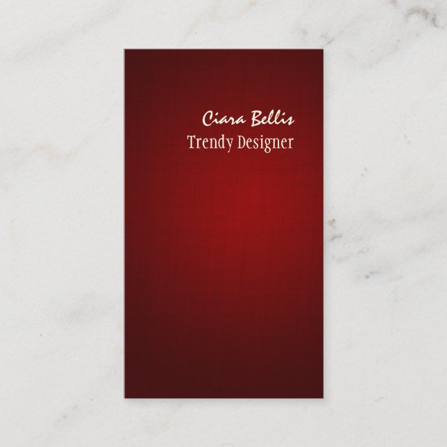 PixDezines faux linen crimson red Business Card (Front)