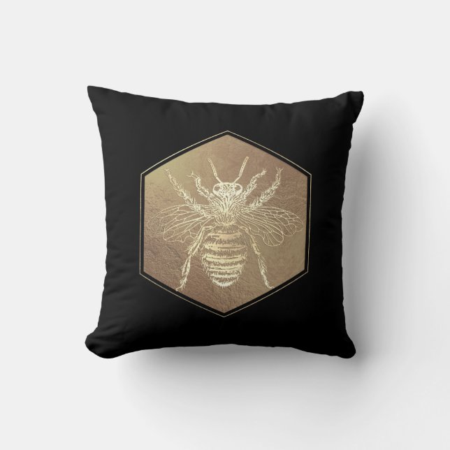 PixDezines FAUX METALLIC BEES DIY background Throw Pillow (Front)