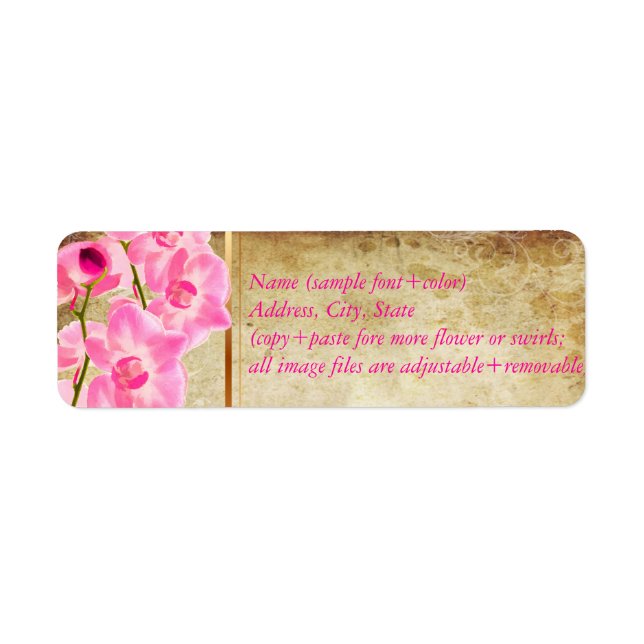 PixDezines faux parchment/pink kona orchid Label (Front)