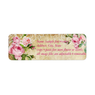 PixDezines faux parchment +vintage roses Label