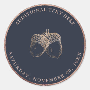 PixDezines FAUX ROSE GOLD ACORNS DIY BACKGROUND Classic Round Sticker