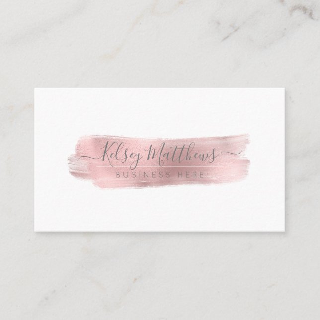 PixDezines Faux Rose Gold Brush Stroke Business Card (Front)