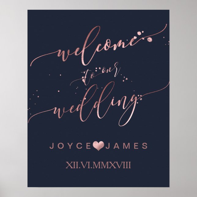 PixDezines FAUX ROSE GOLD CALLIGRAPHY/WELCOME Poster (Front)