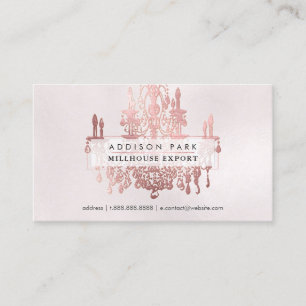 PixDezines faux rose gold chandelier Business Card