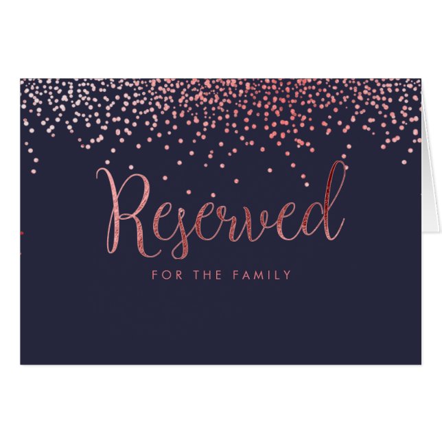 PixDezines Faux Rose Gold Confetti/Reserved Table Cards (Front Horizontal)