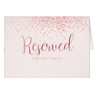 PixDezines Faux Rose Gold Confetti/Reserved Table Cards
