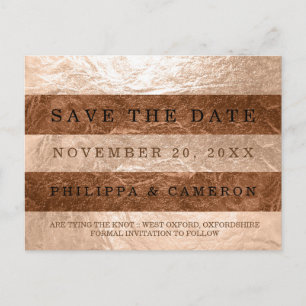 PixDezines Faux Rose Gold+Copper Foil/save date Announcement Postcard