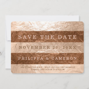 PixDezines Faux Rose Gold+Copper Stripes/save date Save The Date