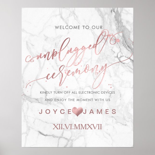 PixDezines Faux Rose Gold/DIY #UNPLUGGED CEREMONY Poster (Front)
