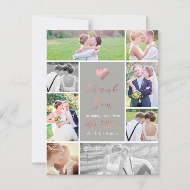 PixDezines Faux Rose Gold Heart Thank You (Front)