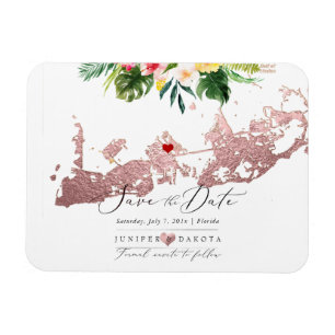 PixDezines Faux Rose Gold Key West Map, DIY heart Magnet