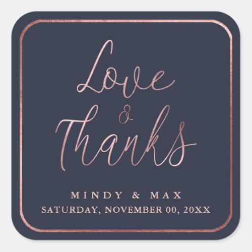 PixDezines FAUX ROSE GOLD LOVETHANKSDIY COLOR Square Sticker