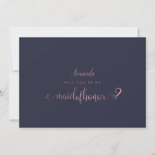 PixDezines Faux Rose Gold Maid of Honor Invitation