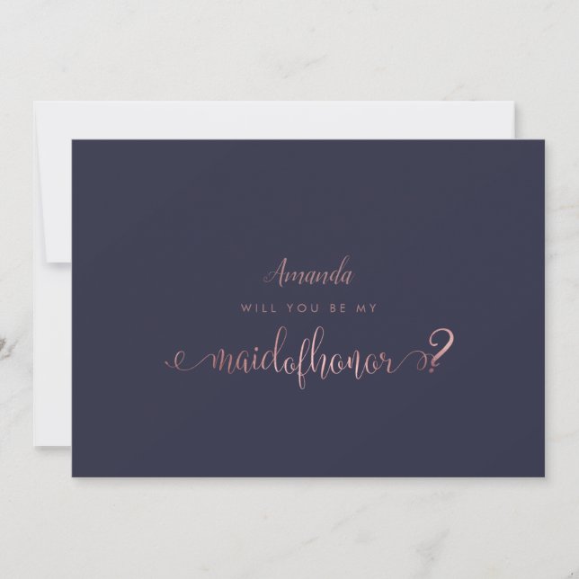 PixDezines Faux Rose Gold Maid of Honor Invitation (Front)