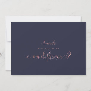 PixDezines Faux Rose Gold Maid of Honor Invitation