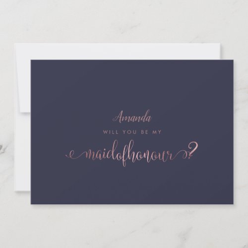 PixDezines Faux Rose Gold Maid of Honour Invitation