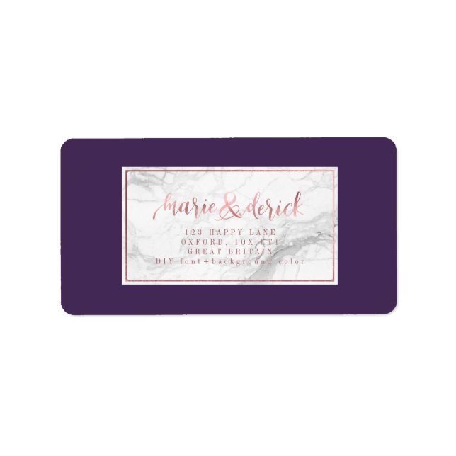 PixDezines Faux Rose Gold+Marble+DIY Background Label (Front)