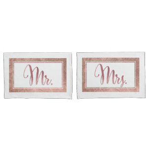 PixDezines Faux Rose Gold/Mr./Mrs. Pillowcase
