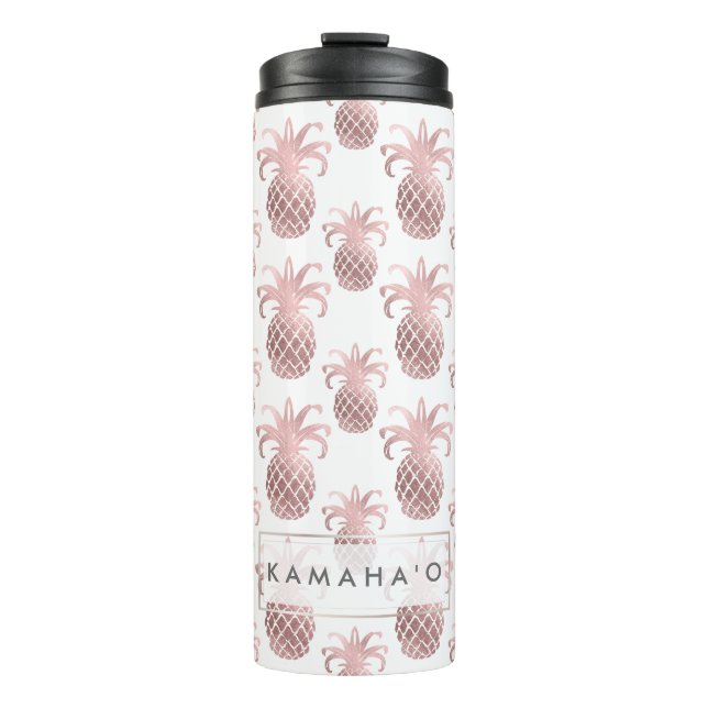 PixDezines Faux Rose Gold/Pineapples/DIY bckgrnd Thermal Tumbler (Front)