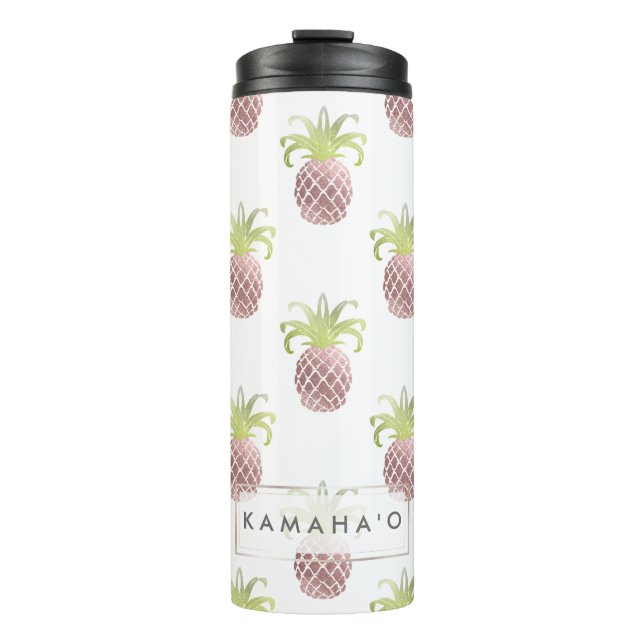 PixDezines Faux Rose Gold Pineapples Thermal Tumbler (Front)
