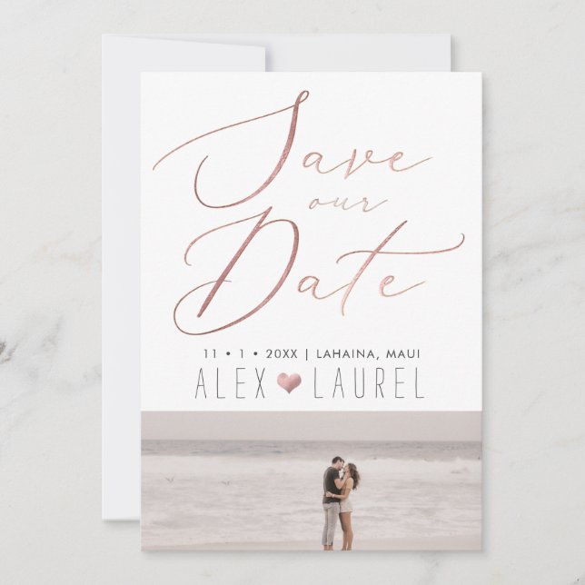 PixDezines Faux Rose Gold Save the Date Invitation (Front)