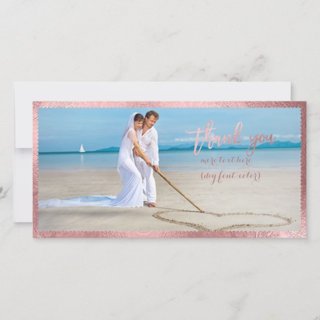 PixDezines Faux Rose Gold Scallop frame/thank you Thank You Card (Front)