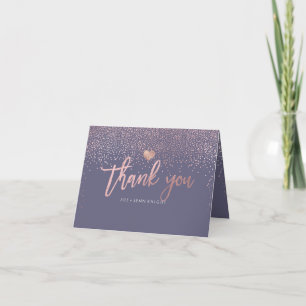 PixDezines Faux Rose Gold Speckles/Thank You Letterpress Thank You Card