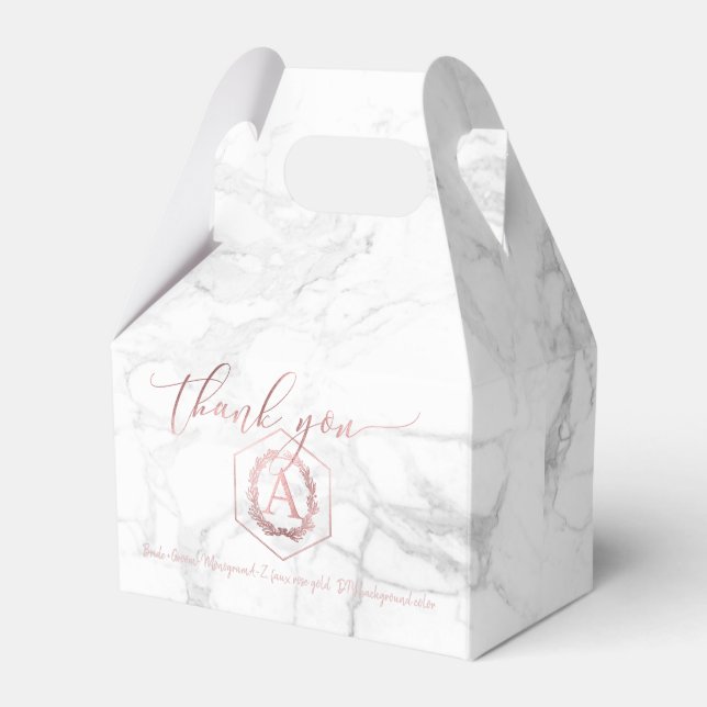 PixDezines Faux Rose Gold Sweet Honeycomb+Marble Favor Boxes (Front Side)