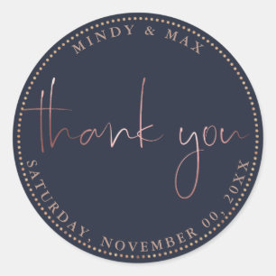 PixDezines FAUX ROSE GOLD THANK YOU DIY COLOR Classic Round Sticker