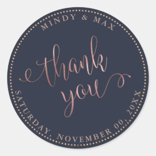 PixDezines FAUX ROSE GOLD THANK YOU DIY COLOR Classic Round Sticker