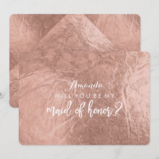 PixDezines Faux Rose Gold Will You Be..Maid Invitation (Front/Back)
