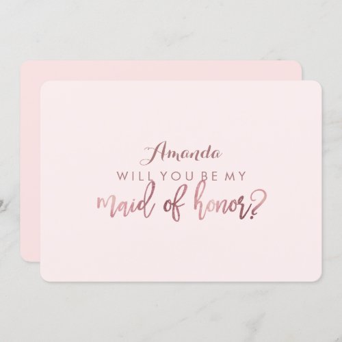 PixDezines Faux Rose Gold Will You Be  Maid Invitation
