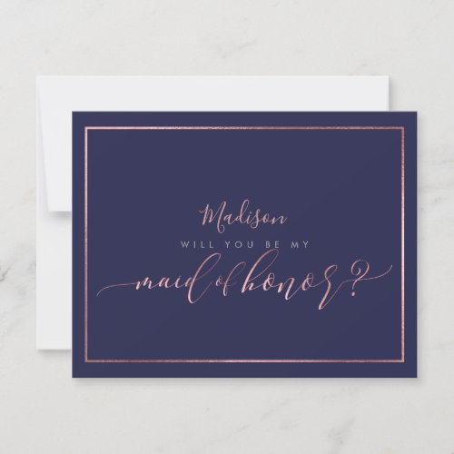 PixDezines Faux Rose Gold Will You Be Maid of Invitation