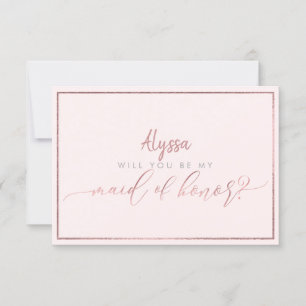 PixDezines Faux Rose Gold Will You Be Maid of Invitation